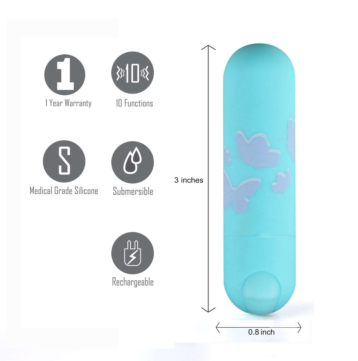 Maia Julia Teal 7.6 Centimeter Bullet Vibrator > Vibrators > Mini Vibrators