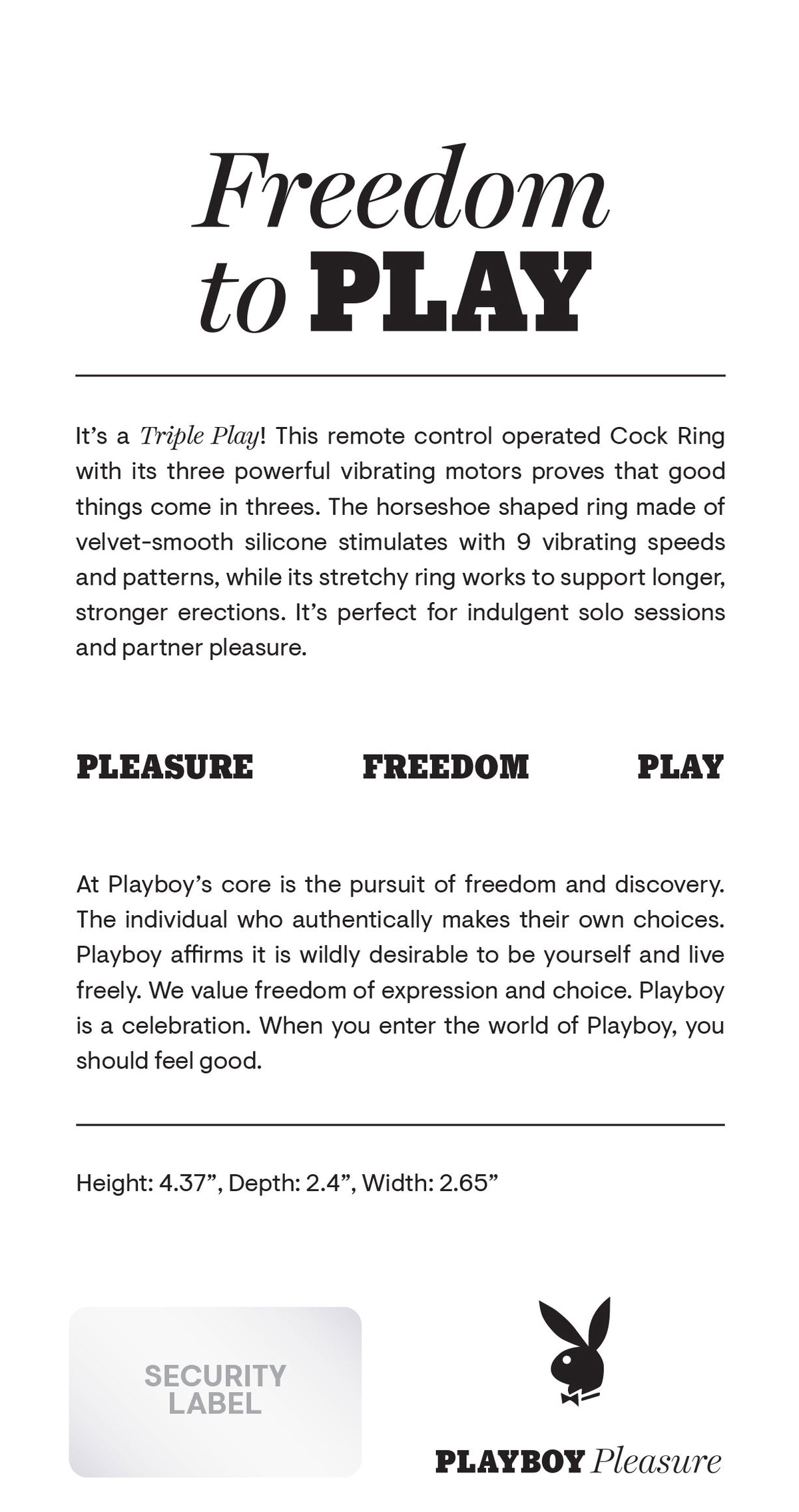 Playboy Pleasure Triple Play Vibrating Cock Ring > Cock Ring > Vibrating