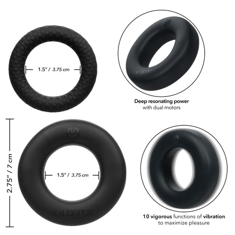 Link Up Optimum Black Dual-Density Silicone Vibrating Enhancer and Ultra-Soft Textured Support Ring > Cock Ring > Vibrating
