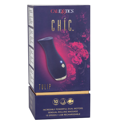 Chic Tulip Waterproof Dual Motor Rolling Massager in Navy Blue with 10 Speeds and Rechargeable > Sex Toys For Ladies > Rose Stimulators