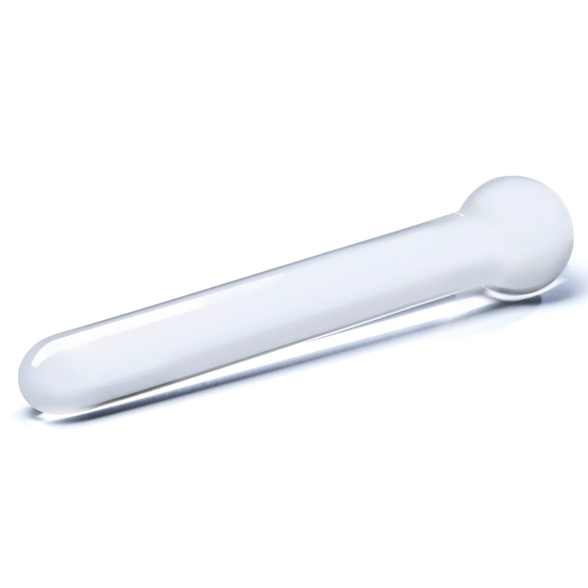 Glas 7 Inch Straight Clear Glass Dildo with Bulbous Handle and Luxury Satin Storage Bag > Glass > Dildos