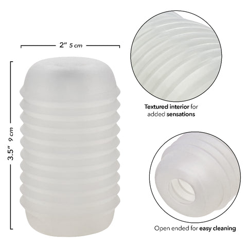 Pop Sock Ribbed Clear Soft Tight Stretchy Reversible Masturbator Sleeve Strokers - Cup|Egg