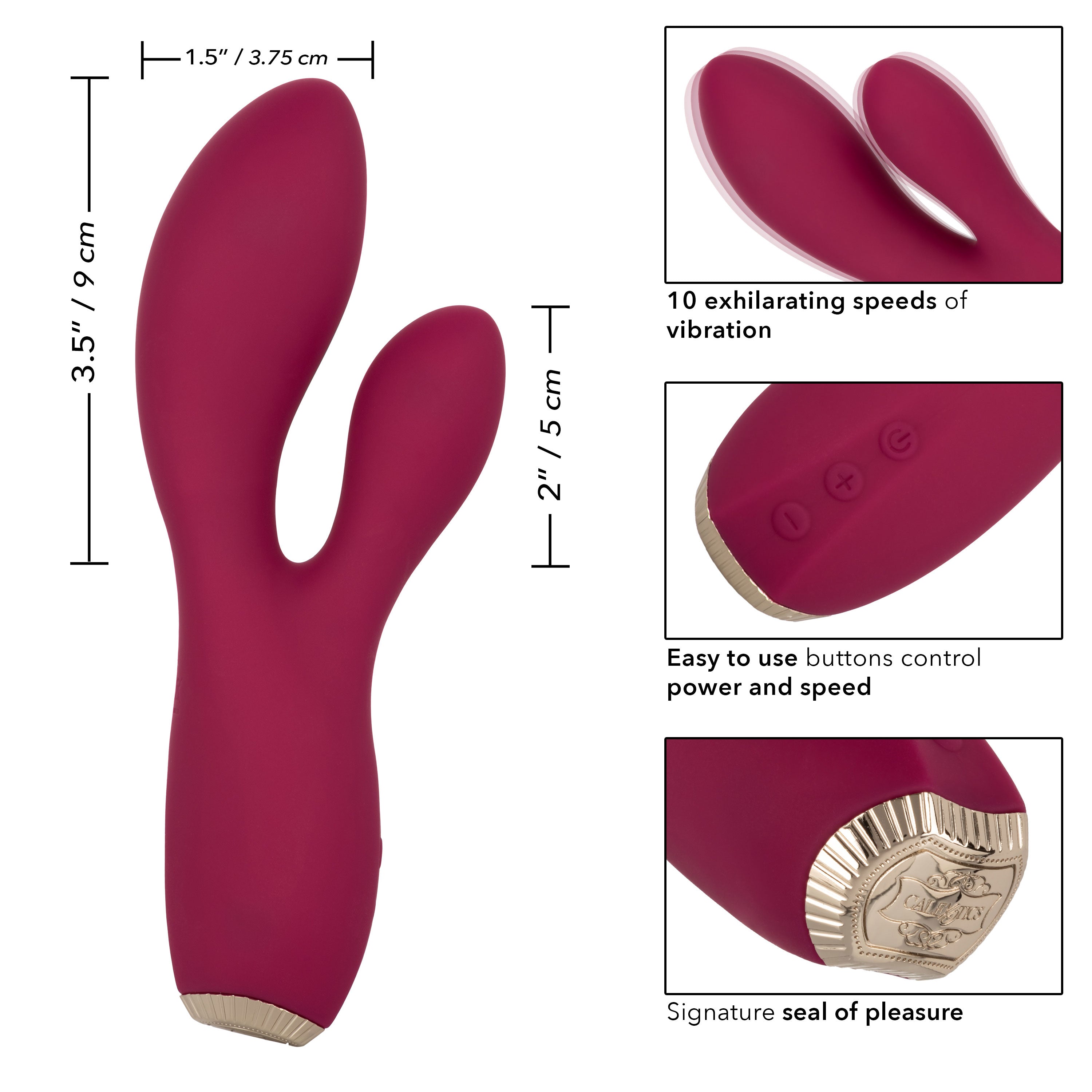Uncorked Cabernet Dual Massager in Deep Wine Red with 10 Speeds and Silicone Vibrator > Vibrators > Ladies > Rabbit