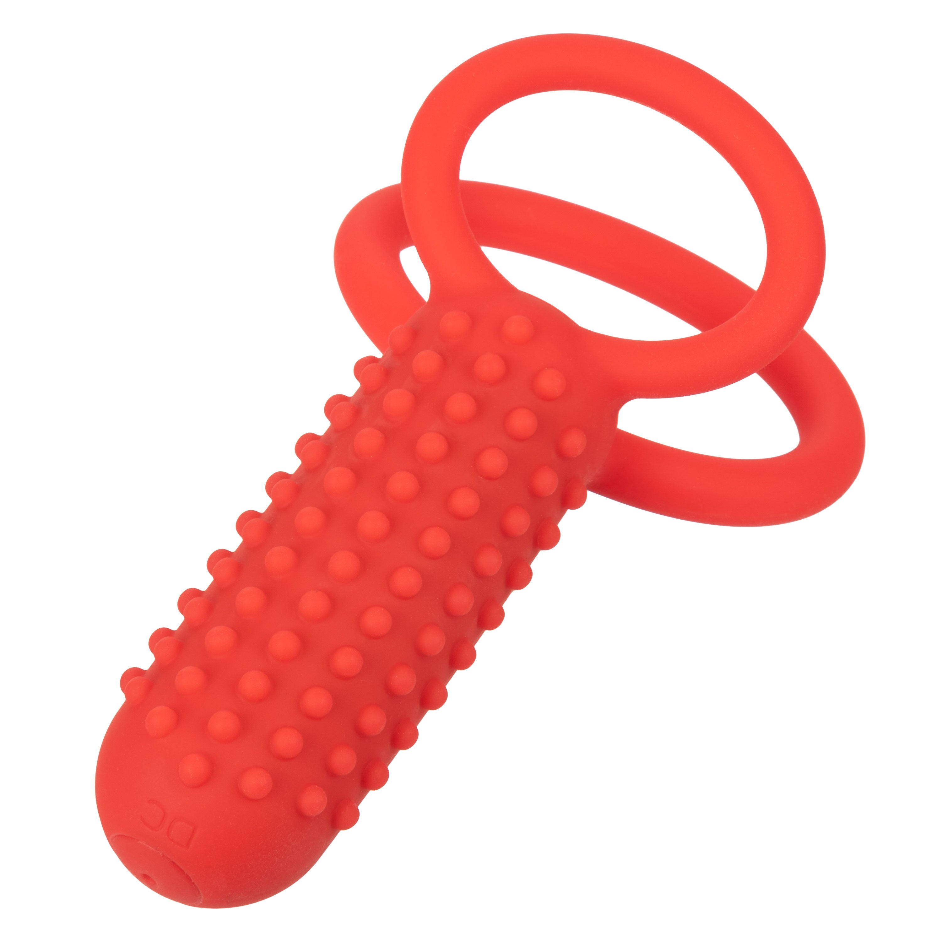 CalExotics Silicone Vertical Dual Enhancer Red Waterproof with 12 Intense Vibration Functions > Cock Ring > Vibrating