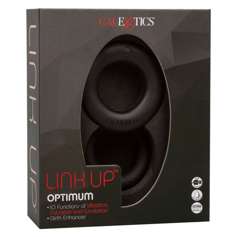 Link Up Optimum Black Dual-Density Silicone Vibrating Enhancer and Ultra-Soft Textured Support Ring > Cock Ring > Vibrating