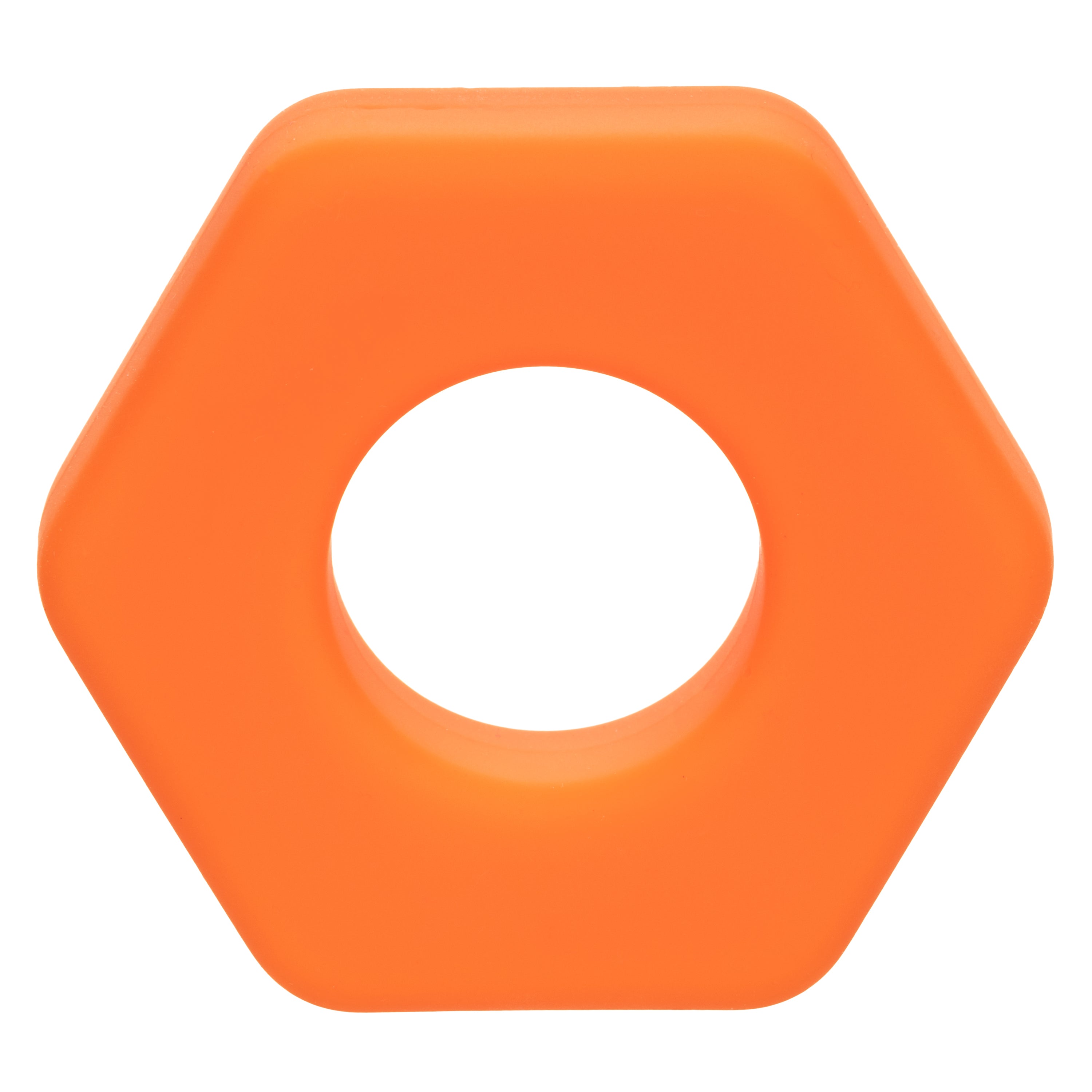 Alpha Liquid Silicone Prolong Sexagon Ring Orange 0.75 Inch Diameter Stretchy Durable Waterproof COCK RINGS