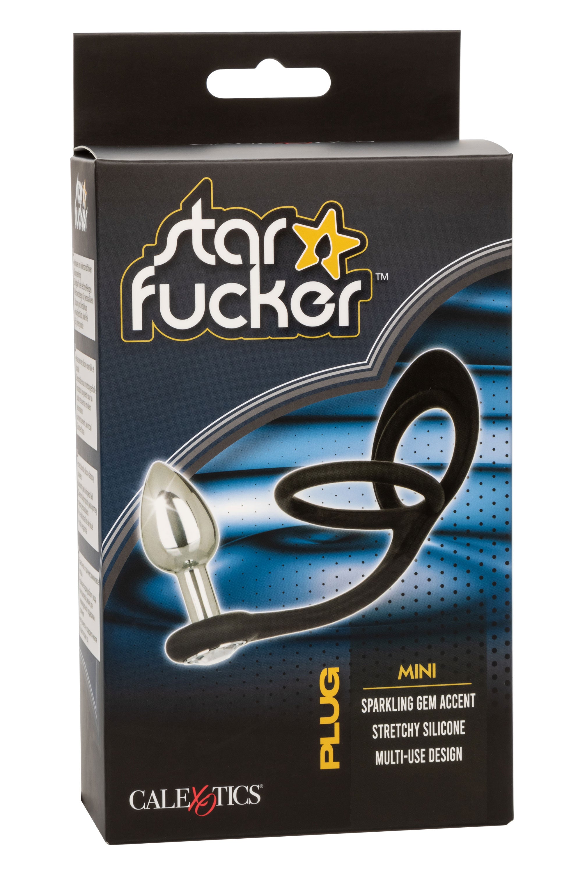 Star Fucker Mini Plug Black Silicone Dual Enhancer with Metal Probe and Sparkling Gem Base > Anal Range > Prostate Plugs