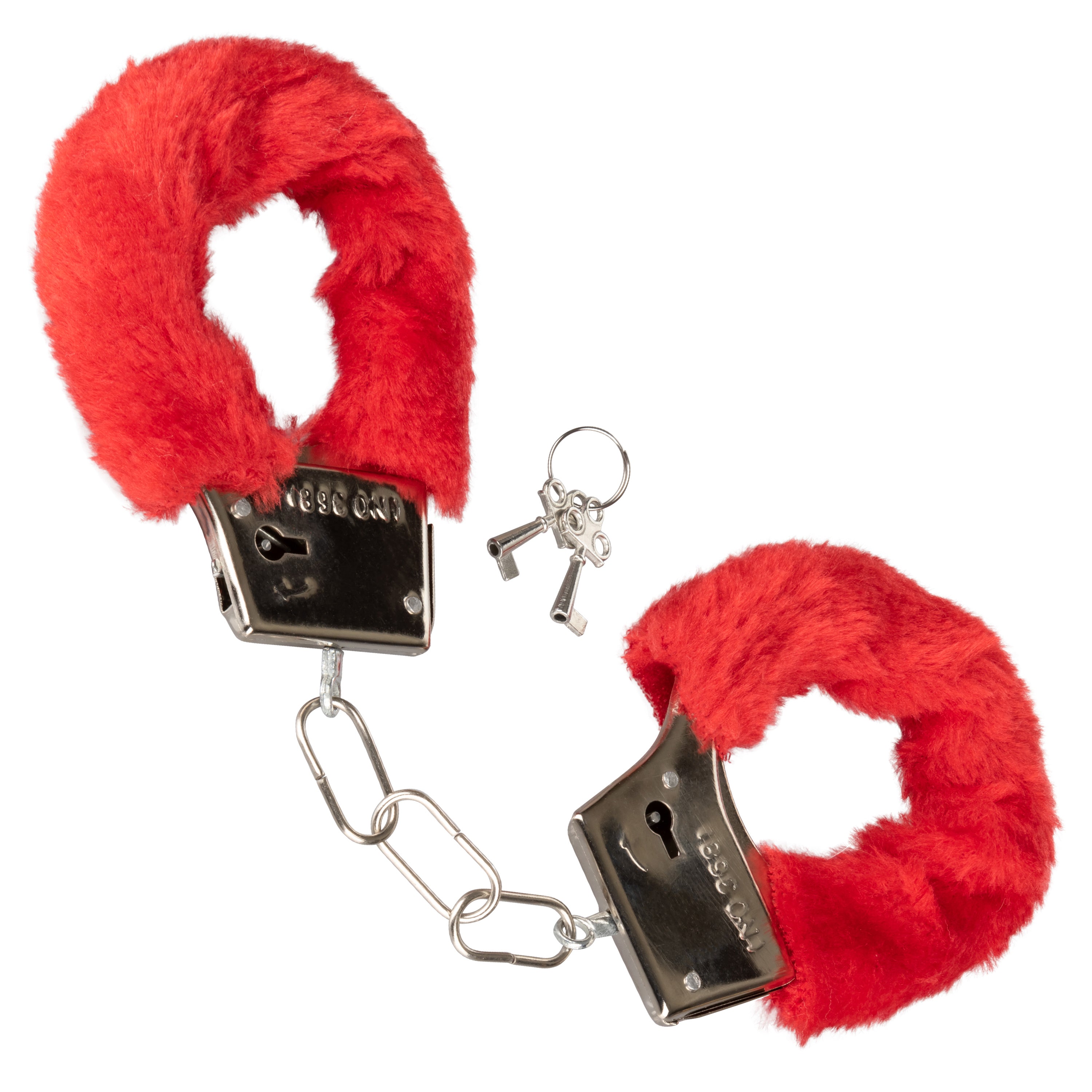 Playful Red Faux Fur Adjustable Metal Handcuffs with Keys > Bondage Gear > Handcuffs