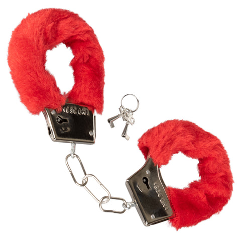 Playful Red Faux Fur Adjustable Metal Handcuffs with Keys > Bondage Gear > Handcuffs