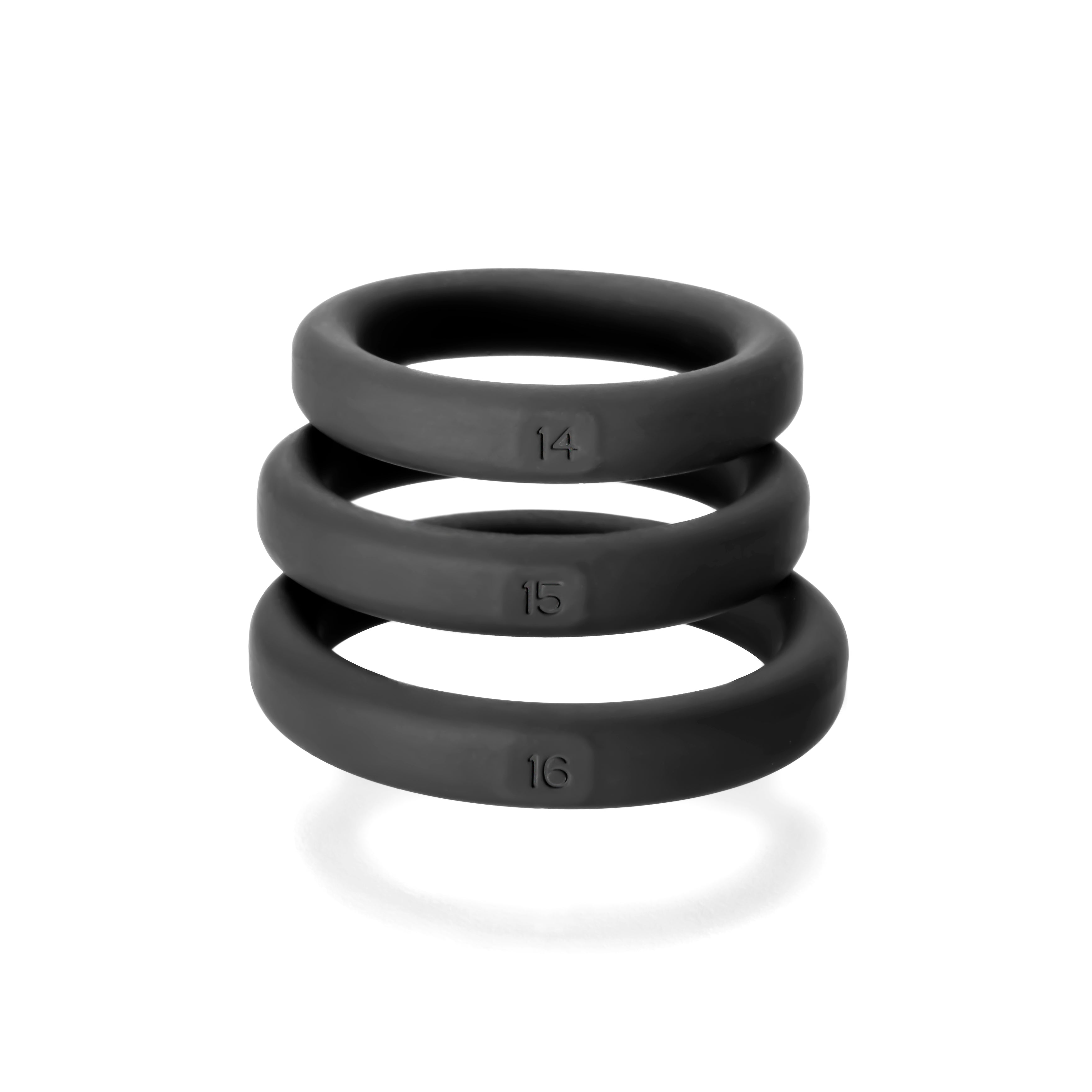 Perfect Fit XactFit Cock Ring Sizes 14, 15, 16 – Snug Fit Cock Rings Black Black > Cock Ring > Sets