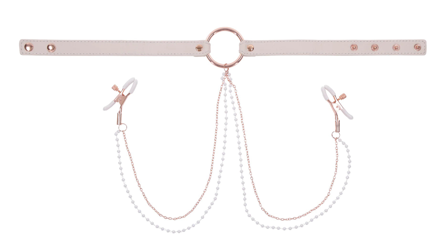 Sex & Mischief Peaches n CreaMe Collar with Nipple Clamps 35-44.5 cm > Sex Toys > Nipple Clips