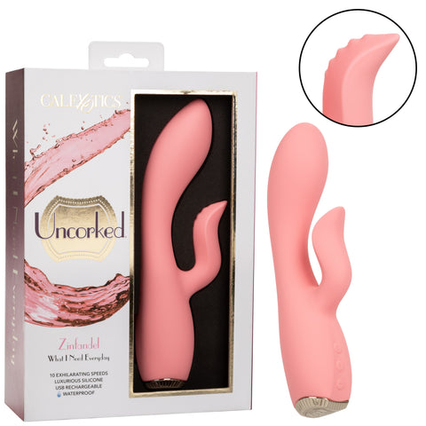 Uncorked Zinfandel Pink Dual Massager with Textured Teaser and 10 Speeds Silicone Vibrator > Vibrators > Ladies > Rabbit