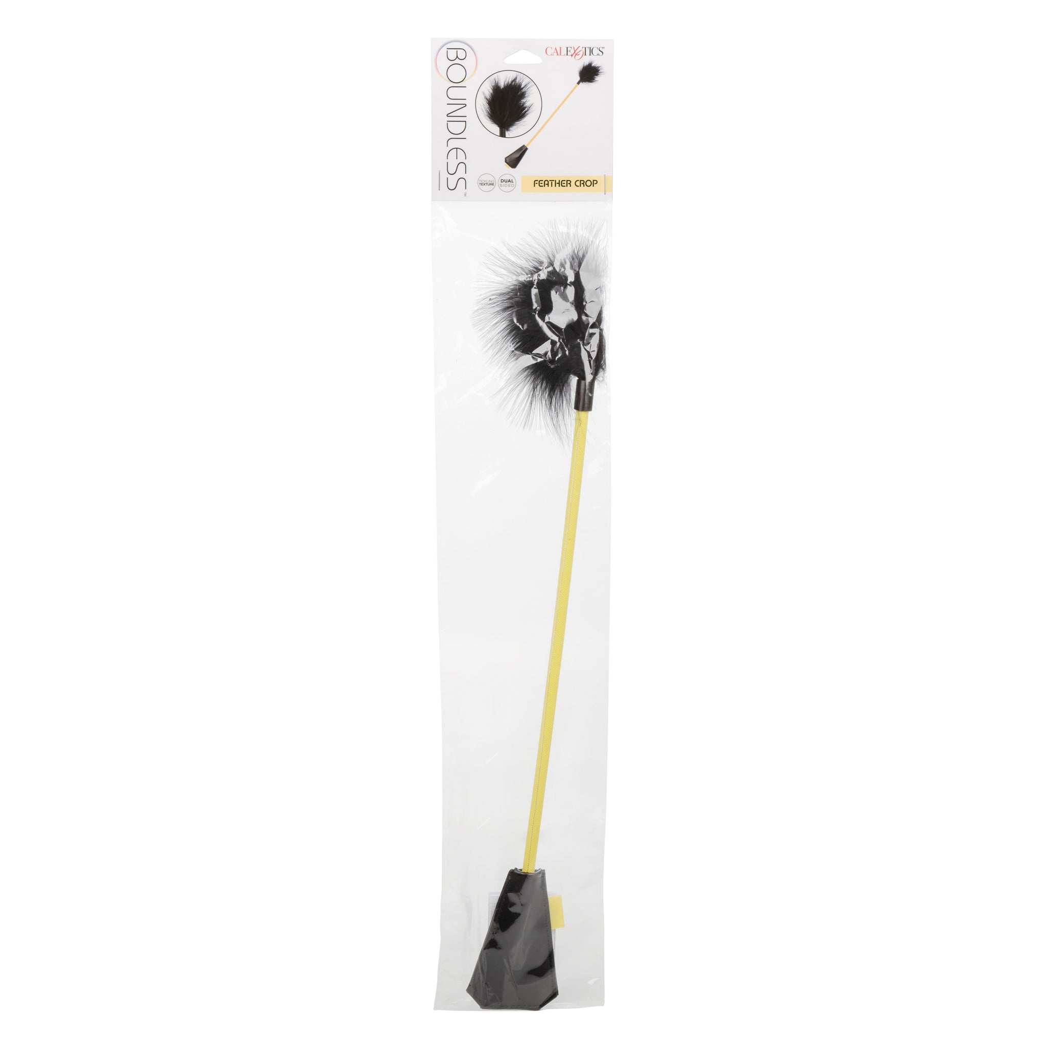 Boundless Feather Crop Black Faux Leather and Feather Tickler BDSM Dual Crop 15 Inch > Bondage Gear > Ticklers