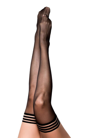 Kixies Taylor (Black) – Sheer Thigh Highs Size A Black > Clothes > Hosiery > Stockings