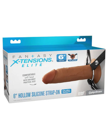Fx Elite 6 Inch Silicone Hollow Strap On Tan Brown Strap-ons Hollow