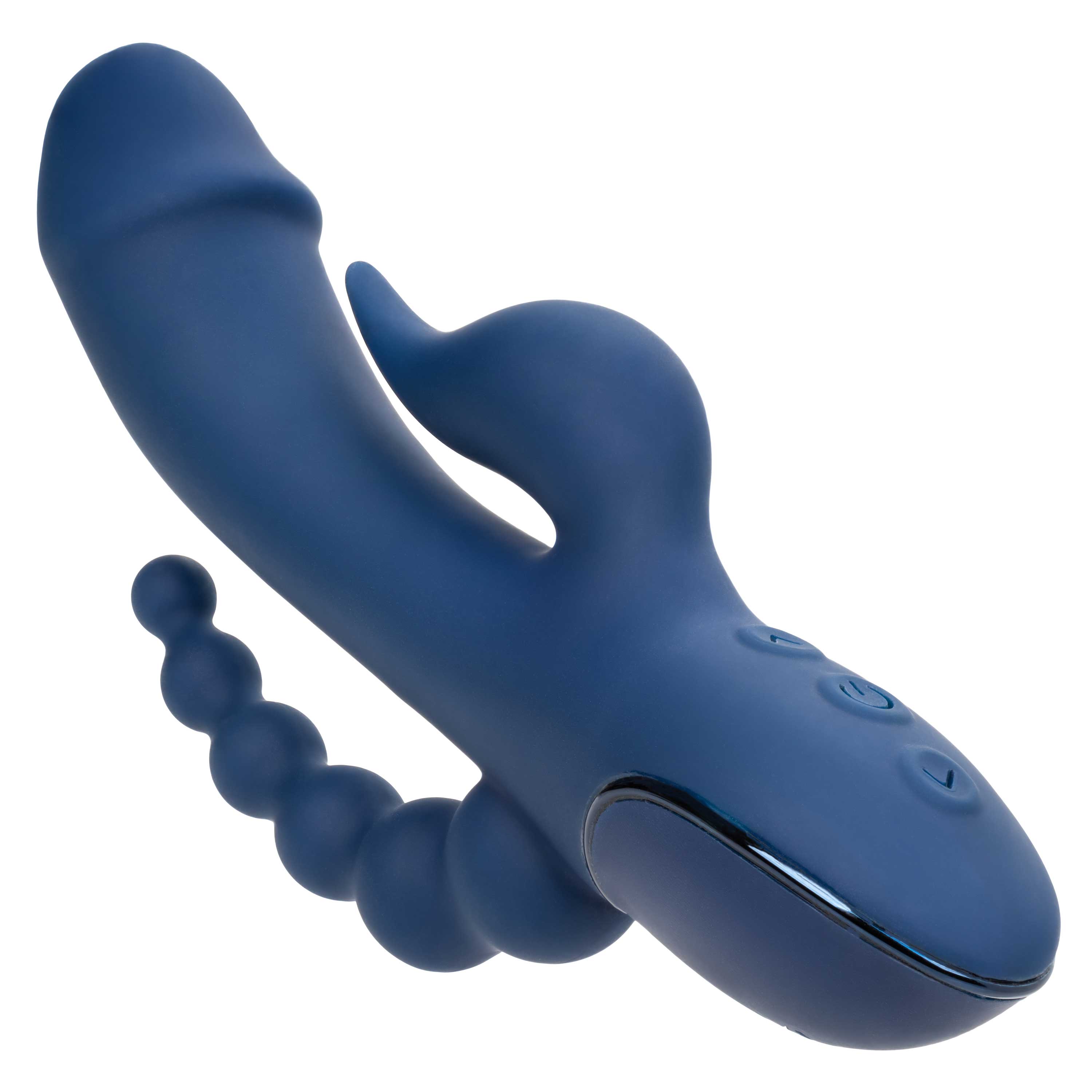 III Triple Orgasm (Blue) – Triple Action Silicone Massager with Vibrating Shaft and Beaded Tail > Vibrators > Ladies > Rabbit Multi