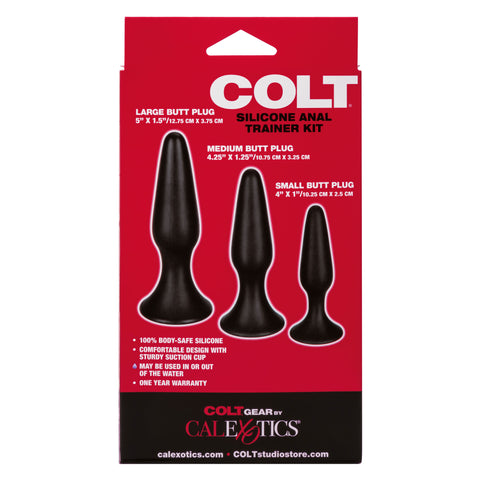 Colt Silicone Anal Trainer Kit 3 Gradually Sized Black Silicone Plugs > Anal Range > Butt Plug Kits