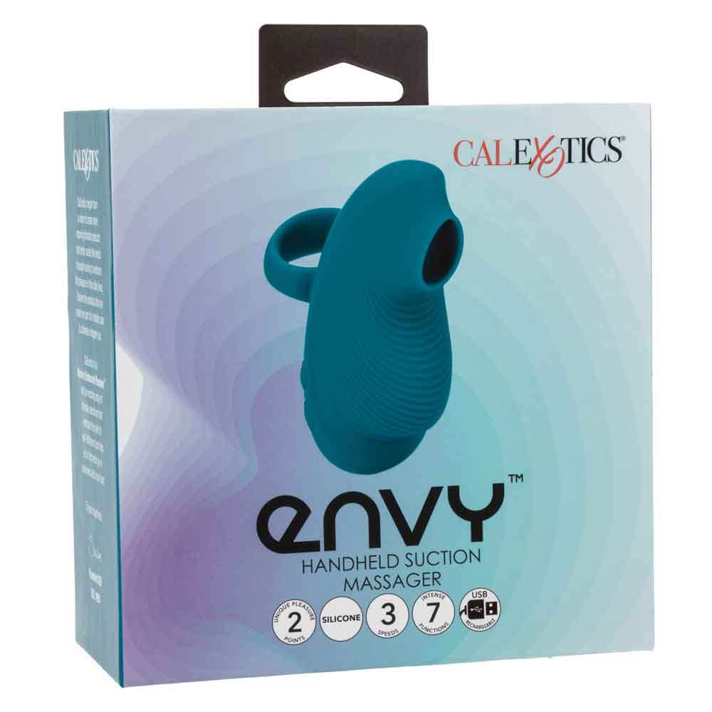 Envy™ Handheld Suction Massager in Teal Blue with 3 Suction Speeds and 7 Vibration Functions Blue > Vibrators > Finger Vibrators