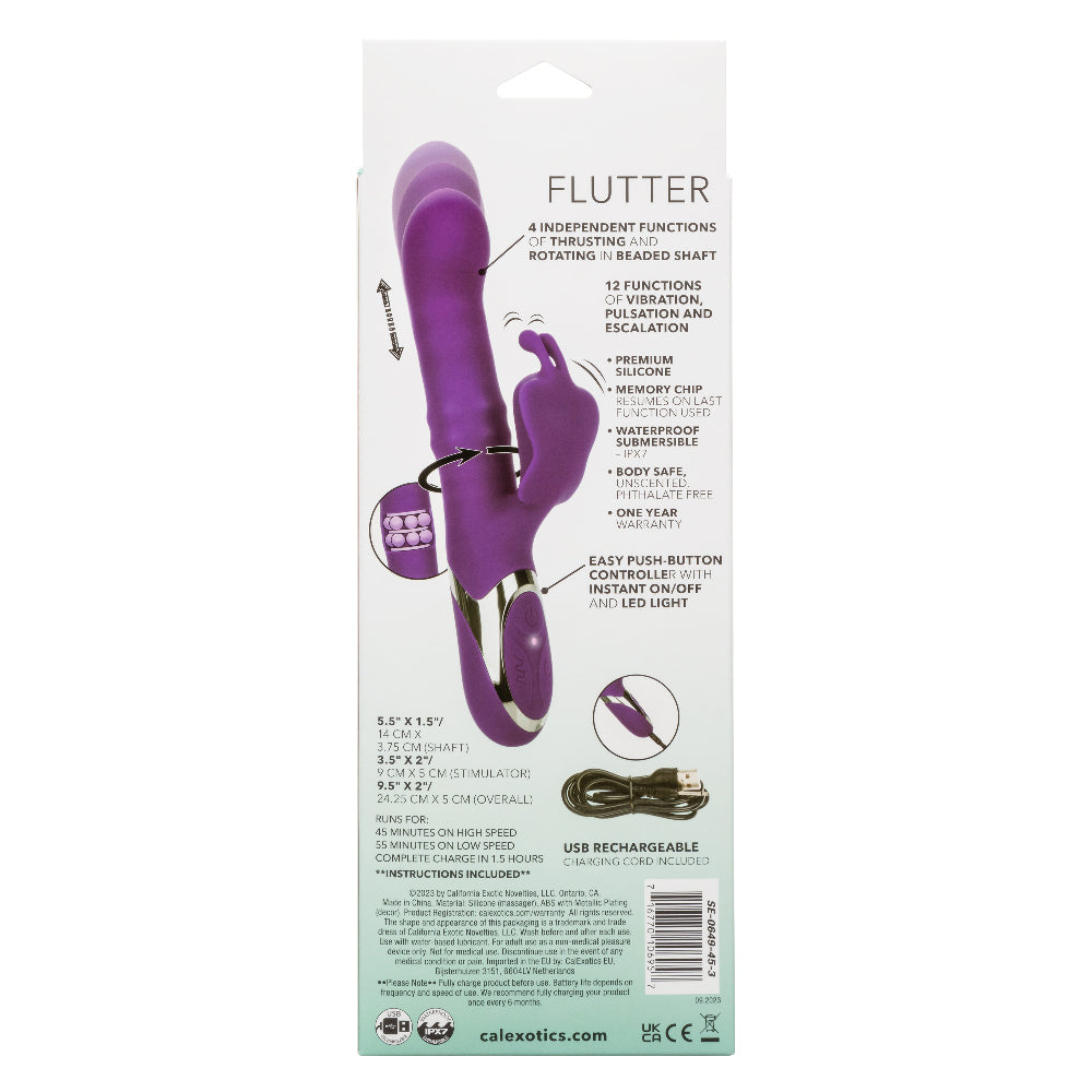 Enchanted Flutter Purple Silicone Thrusting and Rotating Rabbit Vibrator > Vibrators > Ladies > Rabbit Multi