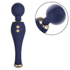 Chic Poppy Navy Blue Ultra-Plush Silicone Massager with 5 Vibration Levels and Gold Accents, Rechargeable, Waterproof > Sex Toys > Massage Wands