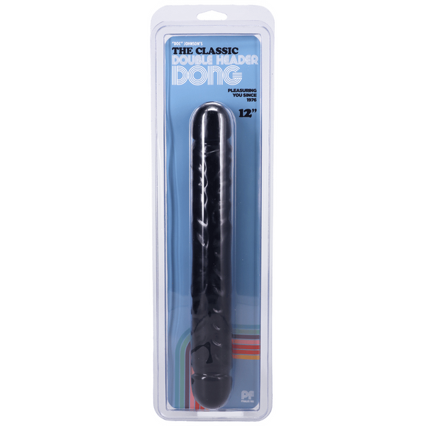 Jr Veined Double Header (Black) – 12 Inch Flexible Dong Black > Dildos > Double Dildos