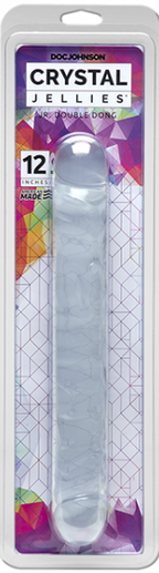 Doc Johnson Crystal Jellies Jr. Double Dong – Soft Flexible 12 Inch Double-Ended Dong Clear > Dildos > Double Dildos