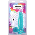 Crystal Jellies 7 Inch Realistic Cock With Balls Dildo Teal 7" > Dildos > Realistic Dildos