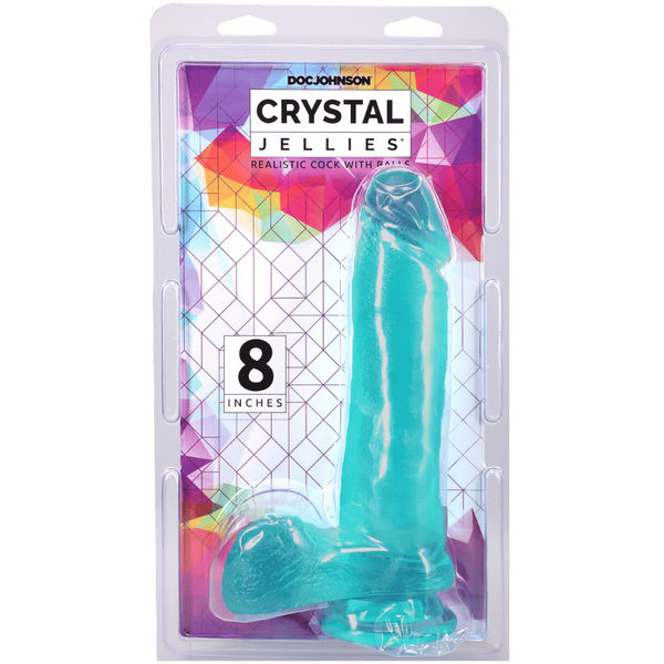 Crystal Jellies 8 Inch Veined Cock With Balls – Body Safe Dildo Teal 8" > Dildos > Realistic Dildos