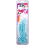 Crystal Jellies Mythical Invader 8.5 Inch Suction Cup Dildo Teal in packaging