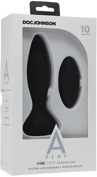 Vibe - Experienced - Rechargeable Silicone Anal Plug With Remote (Black) Black > Anal Range > Vibrating Butt Plugs