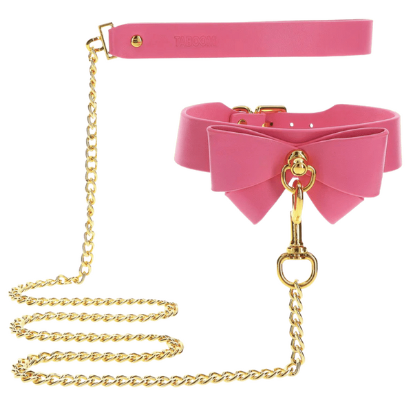 Taboom Malibu Bow Collar and Leash – Vegan Leather Bondage Accessory > Bondage Gear > Collars & Leashes