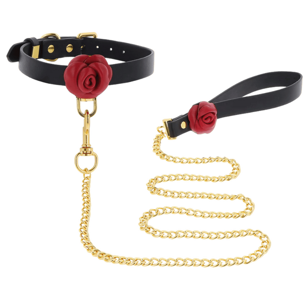 Taboom Wild Roses Collar and Leash – Faux Leather BDSM Accessories > Bondage Gear > Collars & Leashes