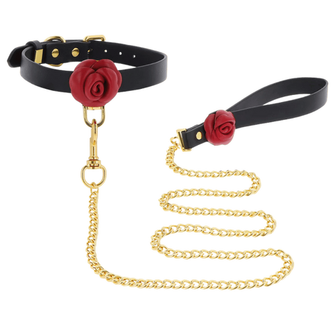 Taboom Wild Roses Collar and Leash – Faux Leather BDSM Accessories > Bondage Gear > Collars & Leashes