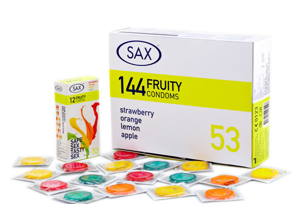 Sax Fruit Flavored Condom – Lubricated Twelve Piece Pack > Essentials > Condoms