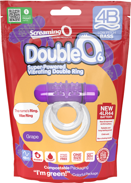 Double O 6 4B Low Pitch Bass (Grape) > Cock Ring > Vibrating