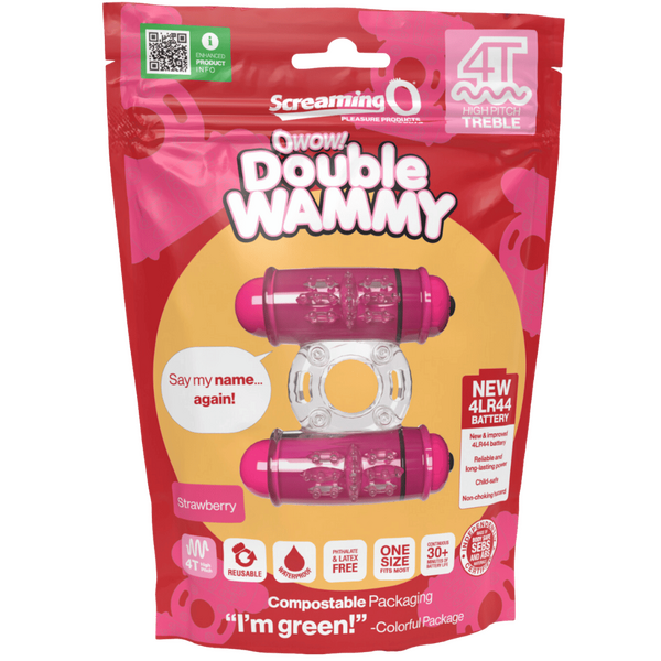 Double Wammy 4T High Pitch Treble (Strawberry) > Cock Ring > Vibrating