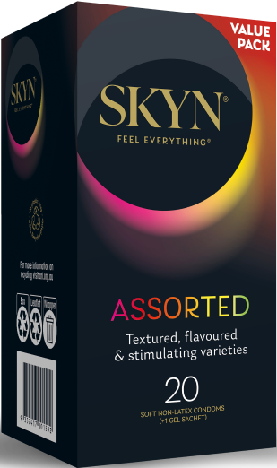 Skyn Assorted Experience – Textured Flavoured 20 Pack Condoms with non-Latex Skynfeel Material One Size > Essentials > Condoms