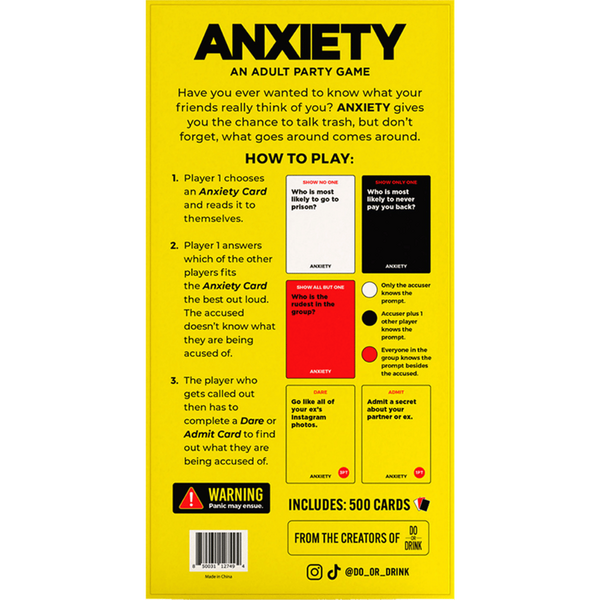 Anxiety Party Card Game – Social Game for 4 or More Players Ages 17 and Up > Novelties > Card Games