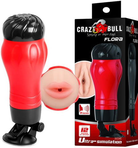 Flora Mouth Masturbator – 12 Function Vibration Stroker with Suction Base
