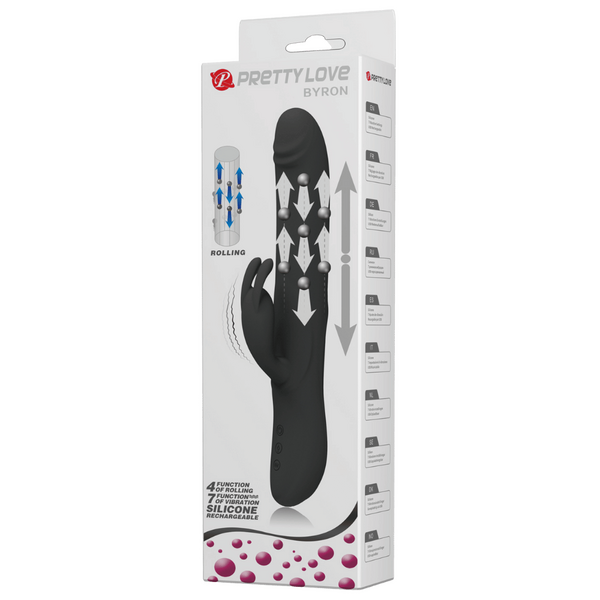 Byron 6 Inch Rabbit Vibrator - Rotating, Massaging, Clitoral Flickering, Fully Waterproof with Synchronous Thrusting Beads > Vibrators > Ladies > Rabbit