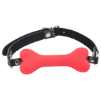 Fully Adjustable Soft Texture Bone Bit Ball Gag - Red > Bondage Gear > Gags and Bits