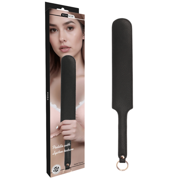 Flexible Firm Lychee Texture Faux Leather Paddle With Metal Ring Secondary image