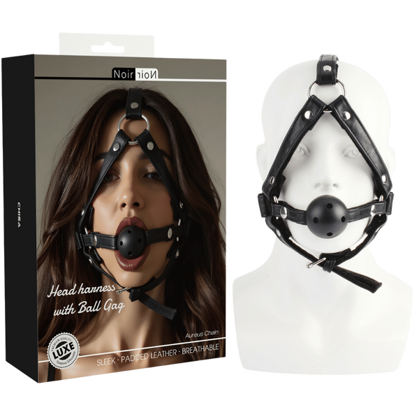 Head Harness With Ball Gag - Nickel-Free Metal Adjustable Pu Leather > Bondage Gear > Gags and Bits