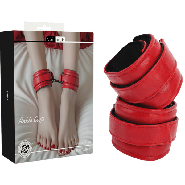 Noir Padded Vegan Polyurethane Faux Leather Ankle Cuffs > Bondage Gear > Restraints
