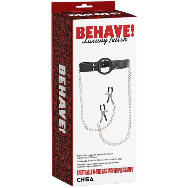 Breathable O-Ring Gag with Nipple Clamps – BDSM Accessory > Sex Toys > Nipple Clamps