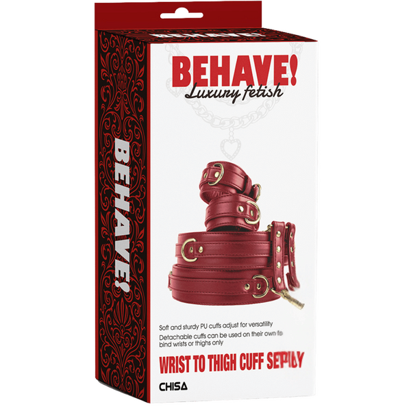 Wrist to Thigh Cuff Set – Adjustable PU Cuffs Restraint Set > Bondage Gear > Restraints