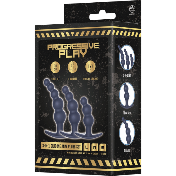Three Pack Silicone Anal Plug Set T Bar Base Graduated > Anal Range > Butt Plug Kits
