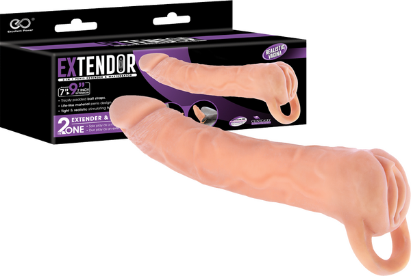 Extendor Two in One 9 Inch Realistic Flesh Penis Extender and Masturbator > Sex Toys For Men > Penis Sleeves