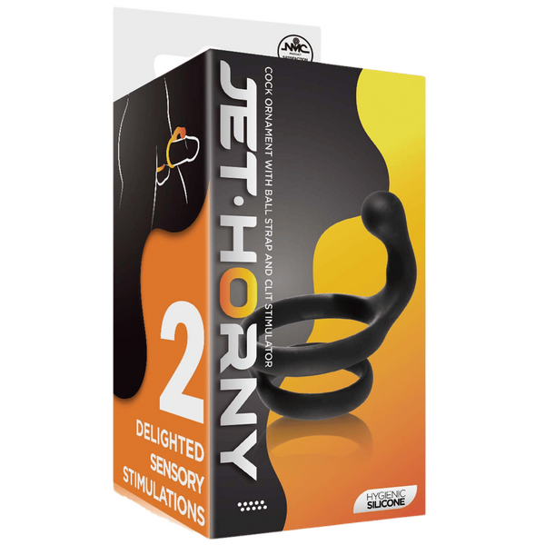 Cock Ring with Ball Strap and Clit Stimulator – Hygienic Silicone Cock Ring > Sex Toys > Couples Toys
