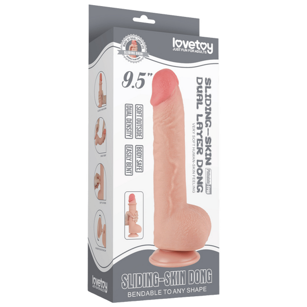 Dual Layer Sliding Skin – Flexible Realistic Inner 9.5 Inch Dildo > Dildos > Realistic Dildos